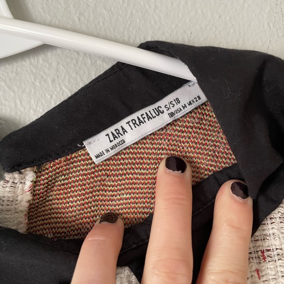 Zara Women's Cream Tweed Short Sleeve Dress with Collar M - Picture 3 of 3